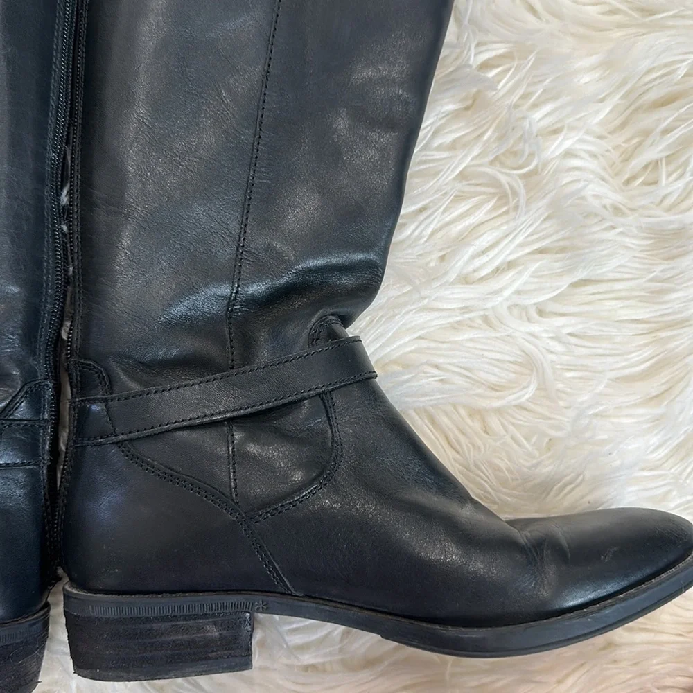 Sam Edelman Painter Tall Riding Boot Leather Distress Brown Back Zip Round 6.5M - Picture 8 of 11
